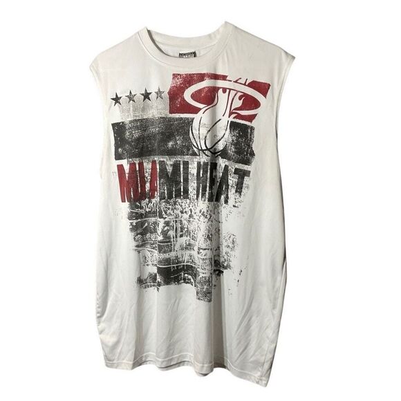 Zipway Mens Miami Heat NBA Basketball Relaxed Sleeveless Muscle Tank Top - White - Picture 1 of 7